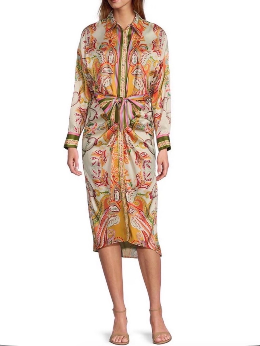 ANTONIO MELANI Multicolor Paisley Tie-Waist Midi Dress